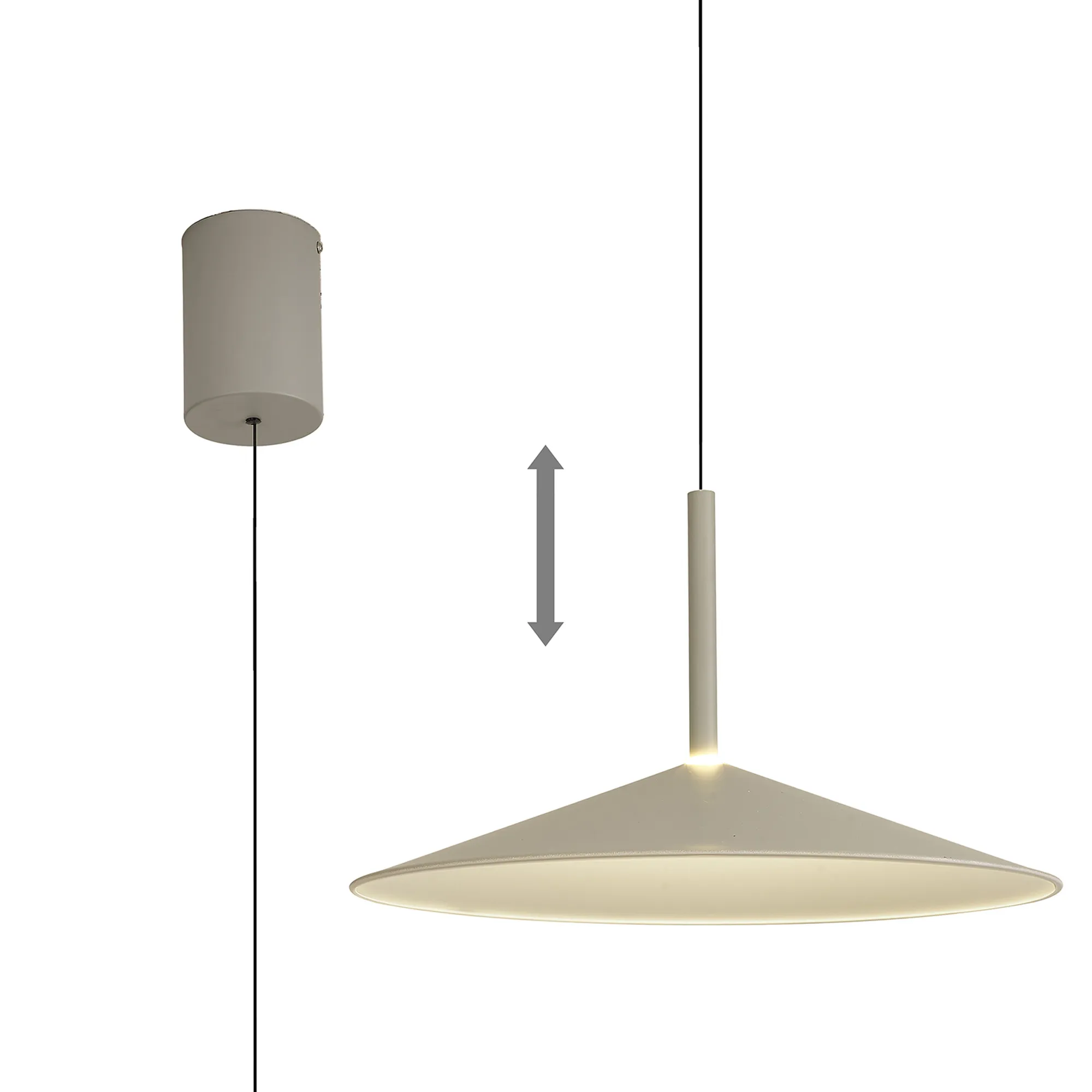 M7893  Calice 48cm Rise And Fall Pendant 16W LED 3000K Grey